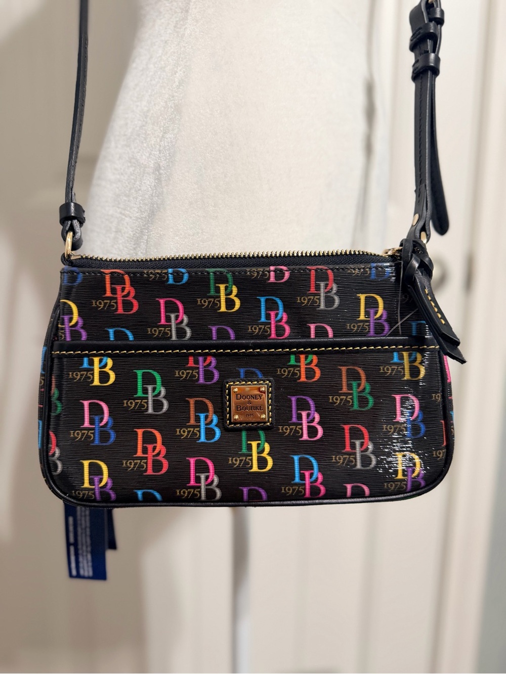 Dooney & Bourke Multi Black Crossbody with Colorful Monogram Accents - Picture 3 of 4